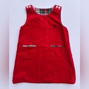 Reversible red corduroy / Christmas plaid Ralph Lauren Polo Dress - like new